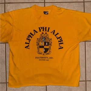 Fruit of the Loom, Alpha Pi Alpha Fraternity Yellow T-Shirt w/ Crest, Size Large